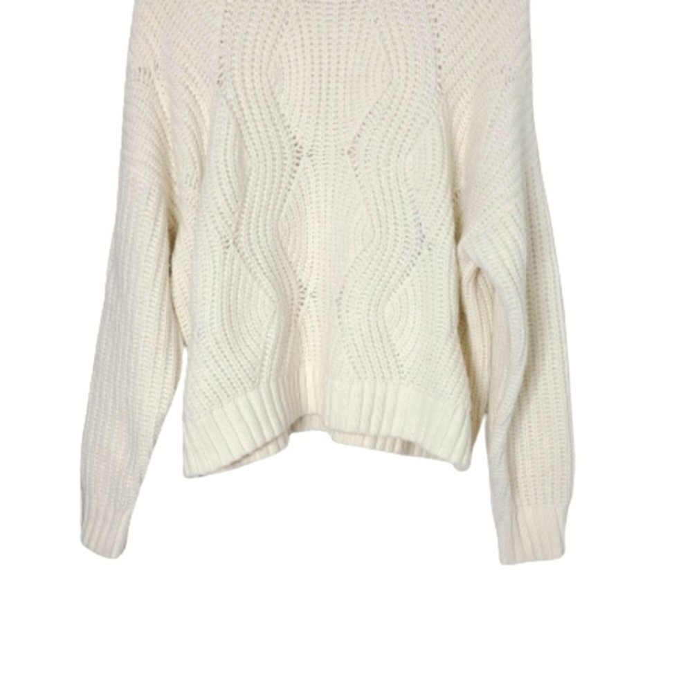 MADEWELL Charley Cream Cable Knit Sweater Womens Pointelle Wool Pullover Size XL - Picture 7 of 15